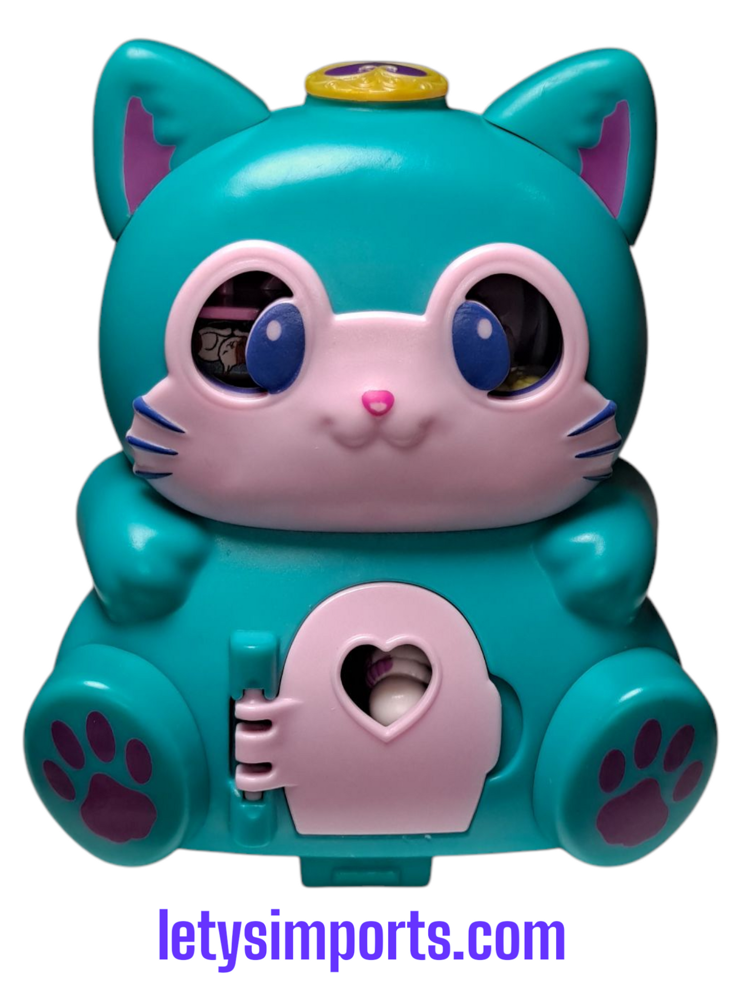 POLLY POCKET Flip & Find Cat with Doll Travel Playset Good Condition