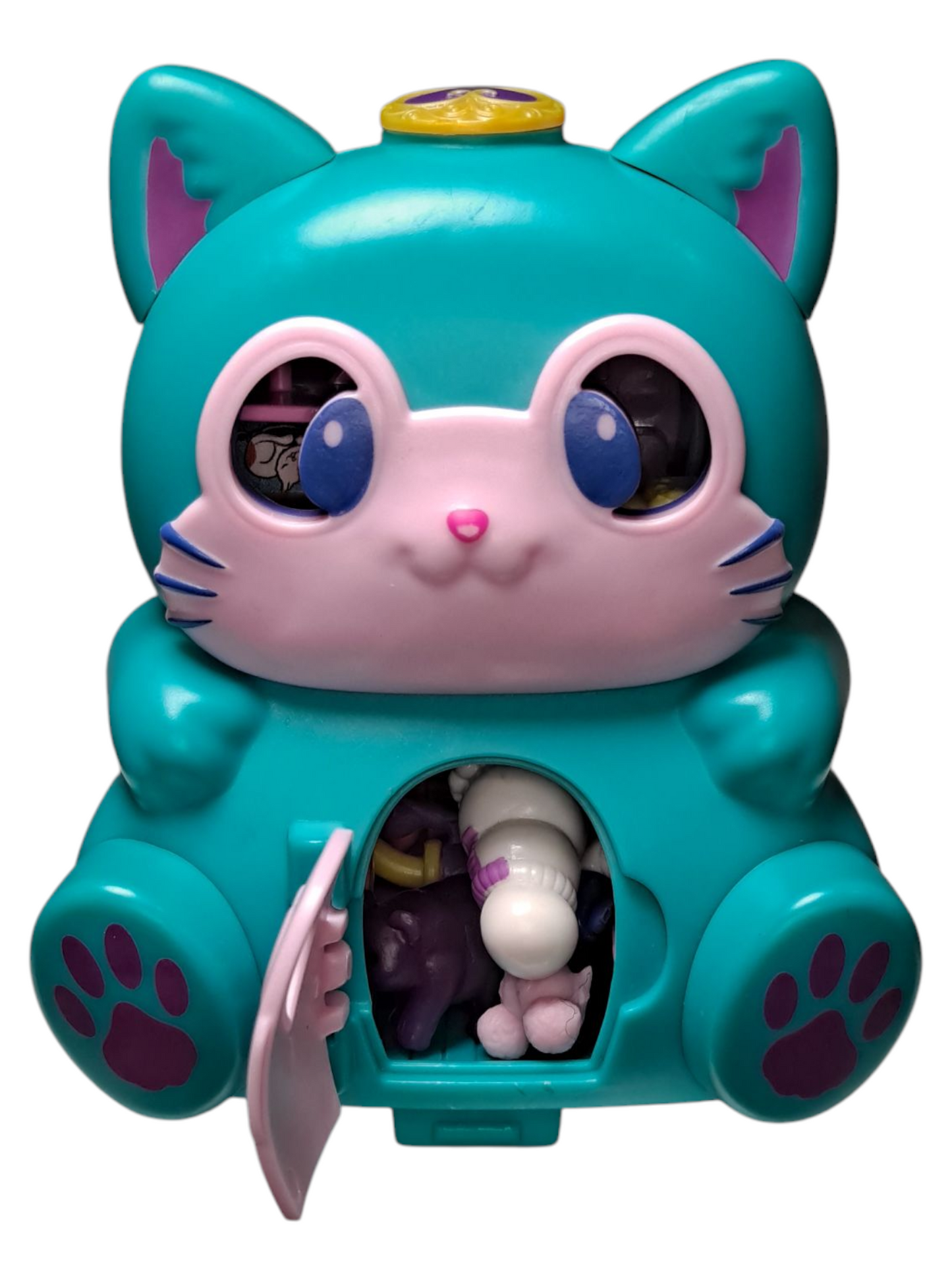 POLLY POCKET Flip & Find Cat with Doll Travel Playset Good Condition