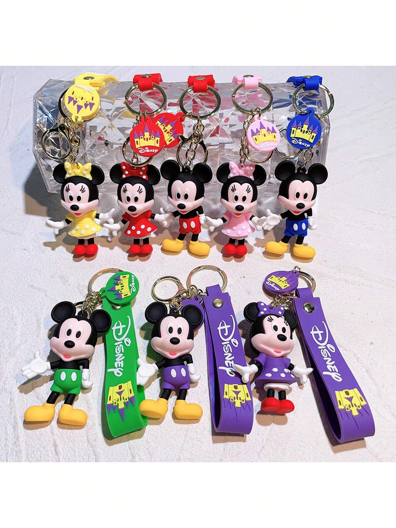 Disney Mickey & Minnie Mouse 3D PVC Bags Hanger Pendant Keychains Key Rings