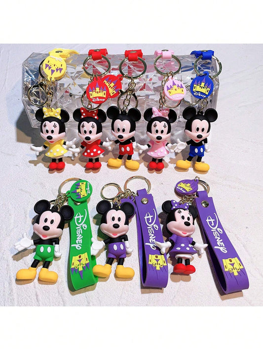 Disney Mickey & Minnie Mouse 3D PVC Bags Hanger Pendant Keychains Key Rings