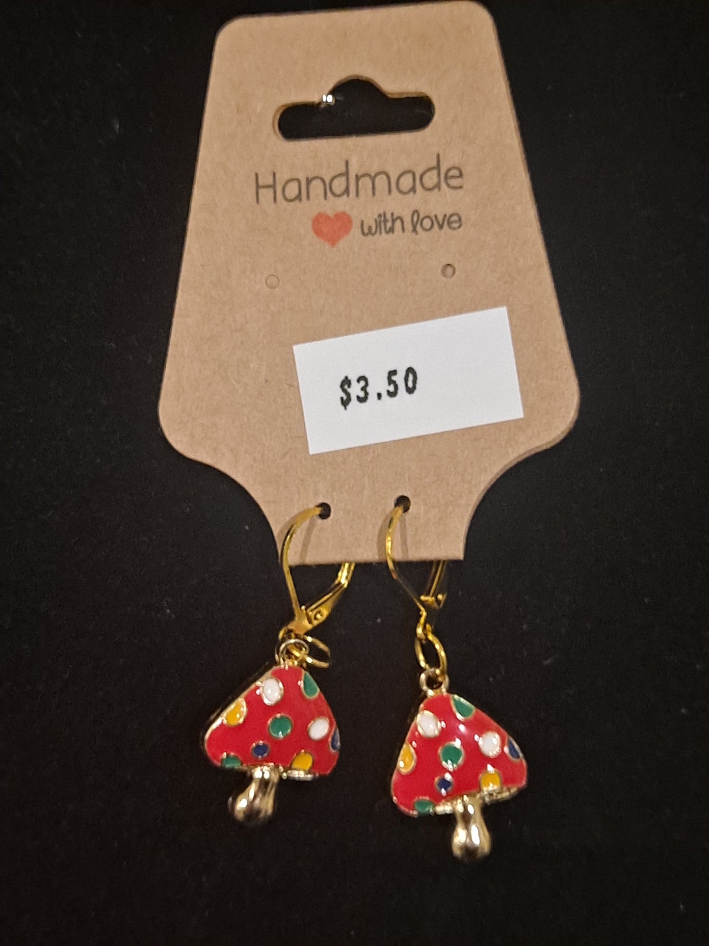 Red and gold mushrooms earrings