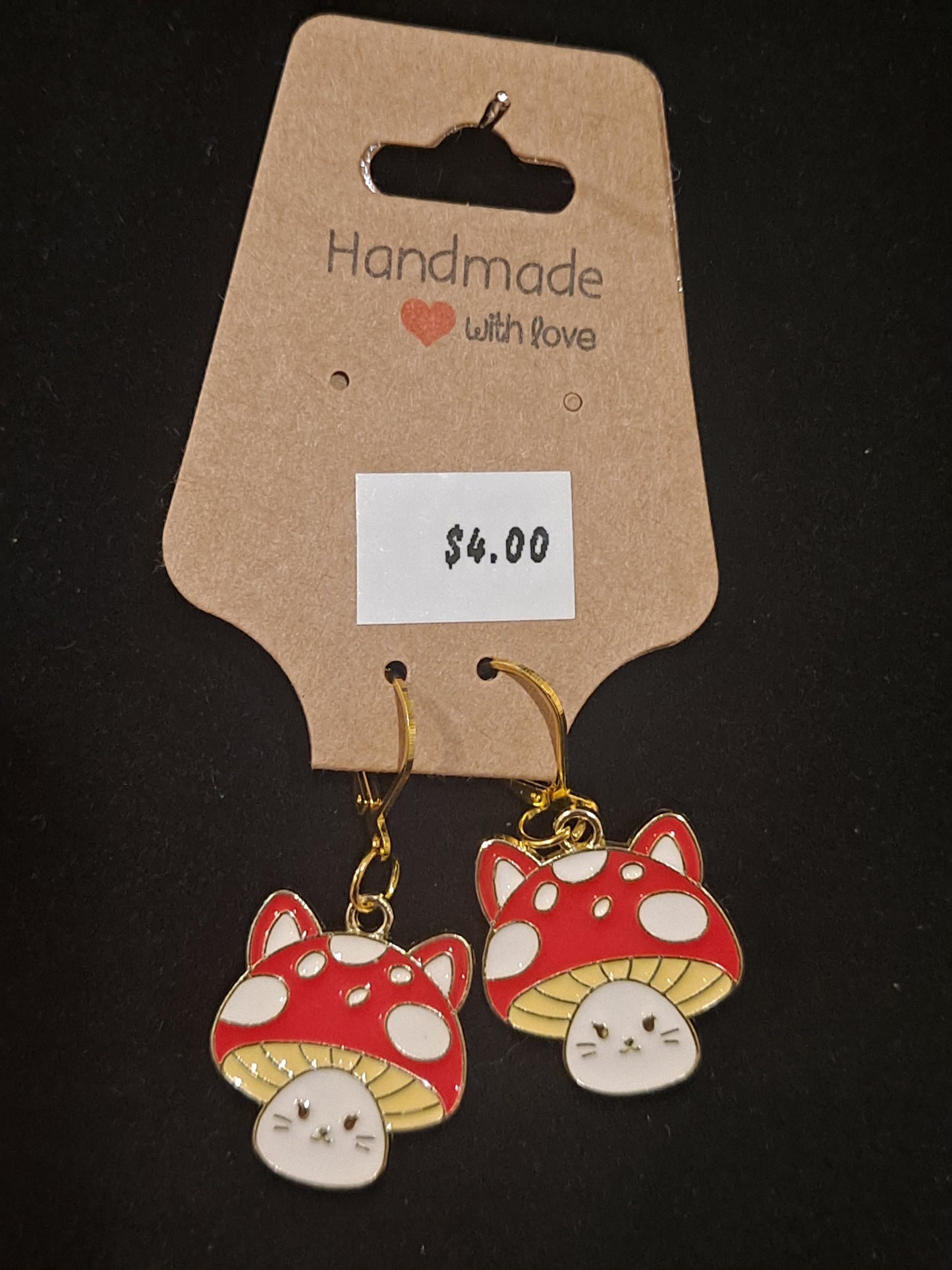 Cute kitten mushrooms pendants earrings