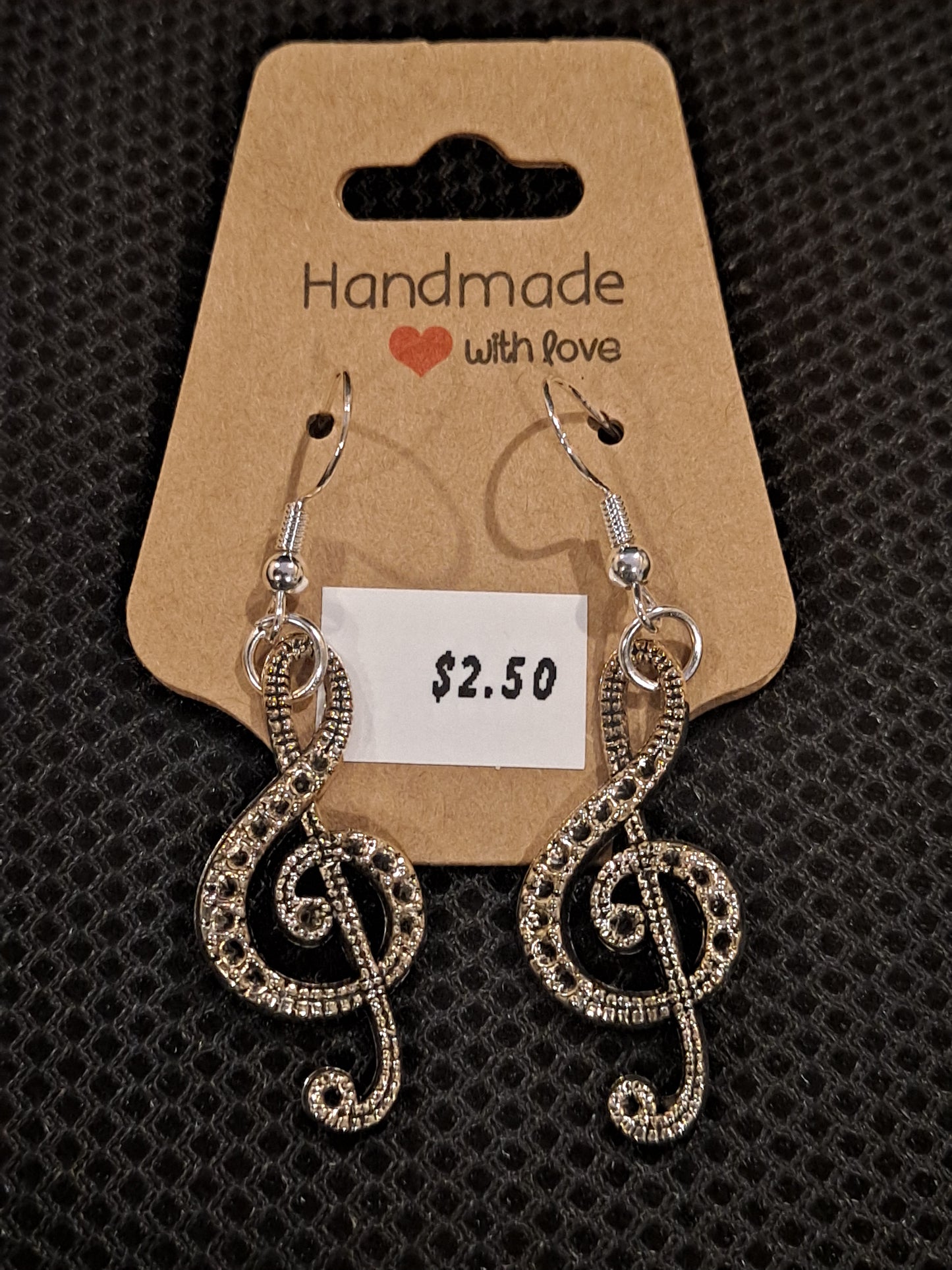 Stanley steel music note pendants earrings