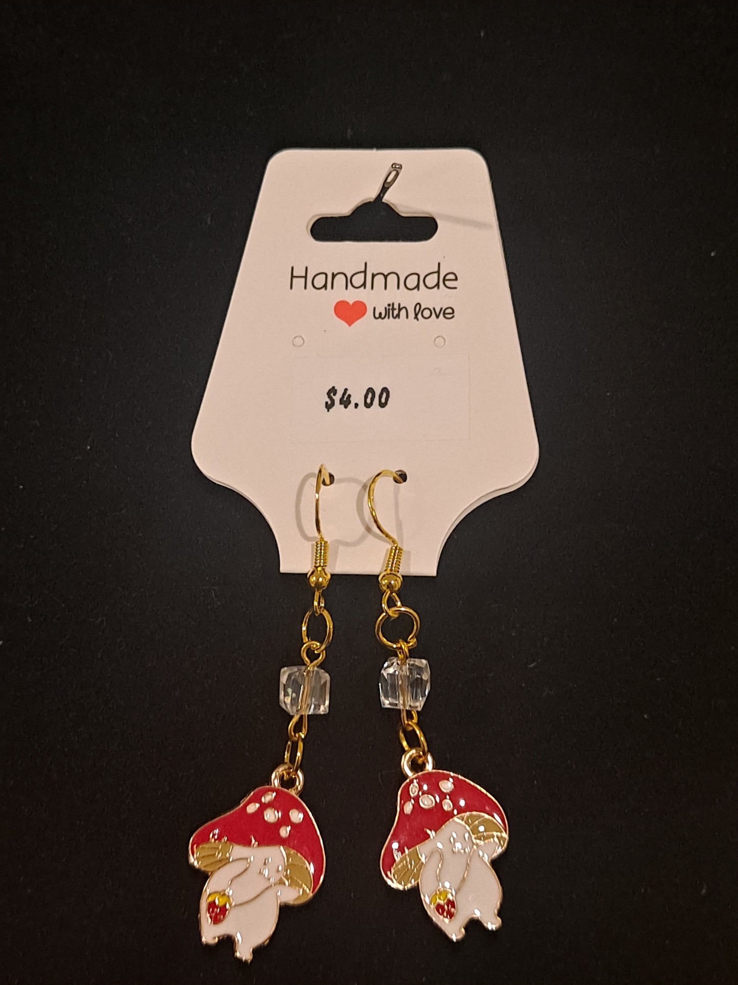 Cute red and white mushrooms pendants earrings