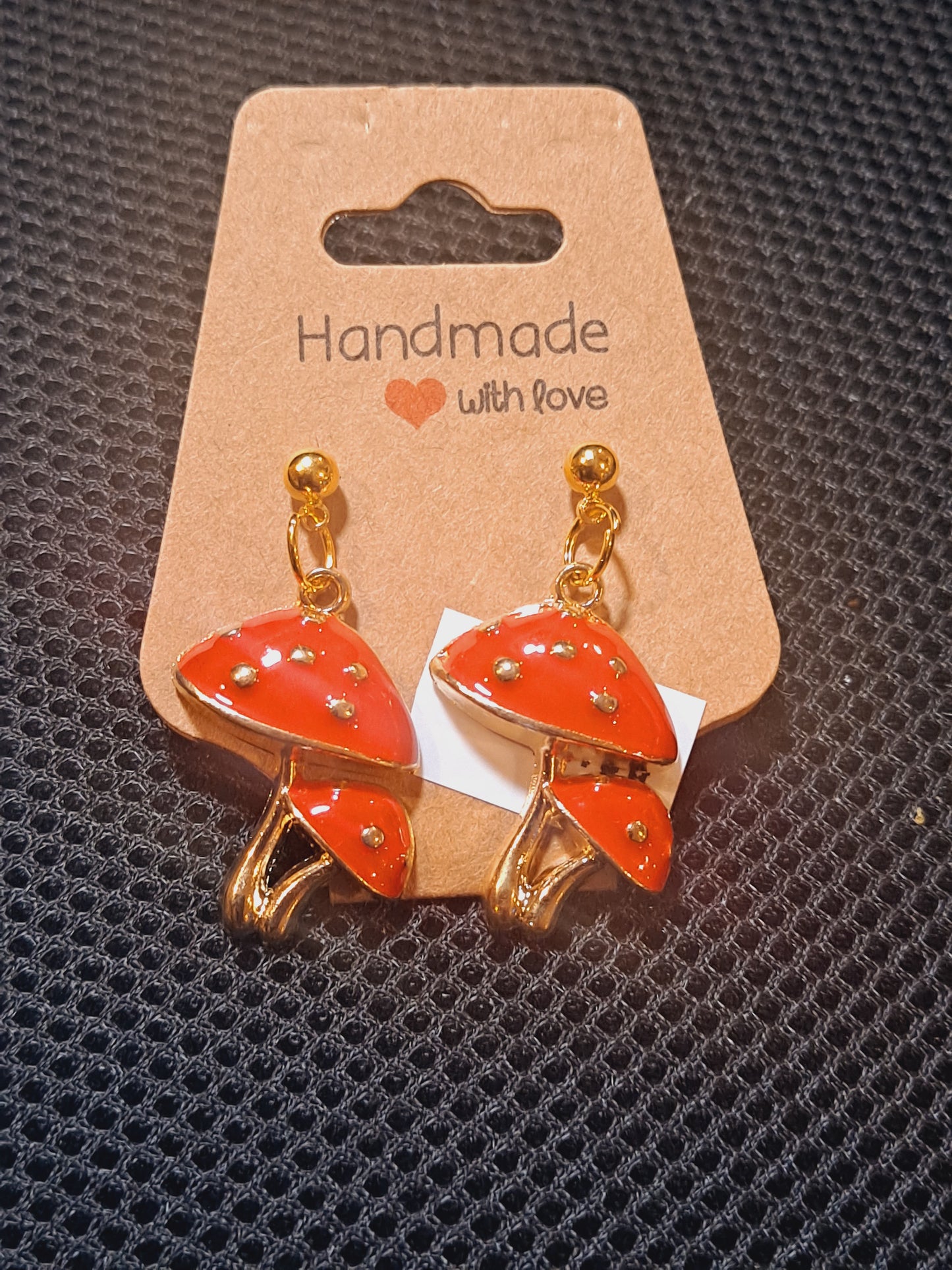 Red mushrooms drops earrings